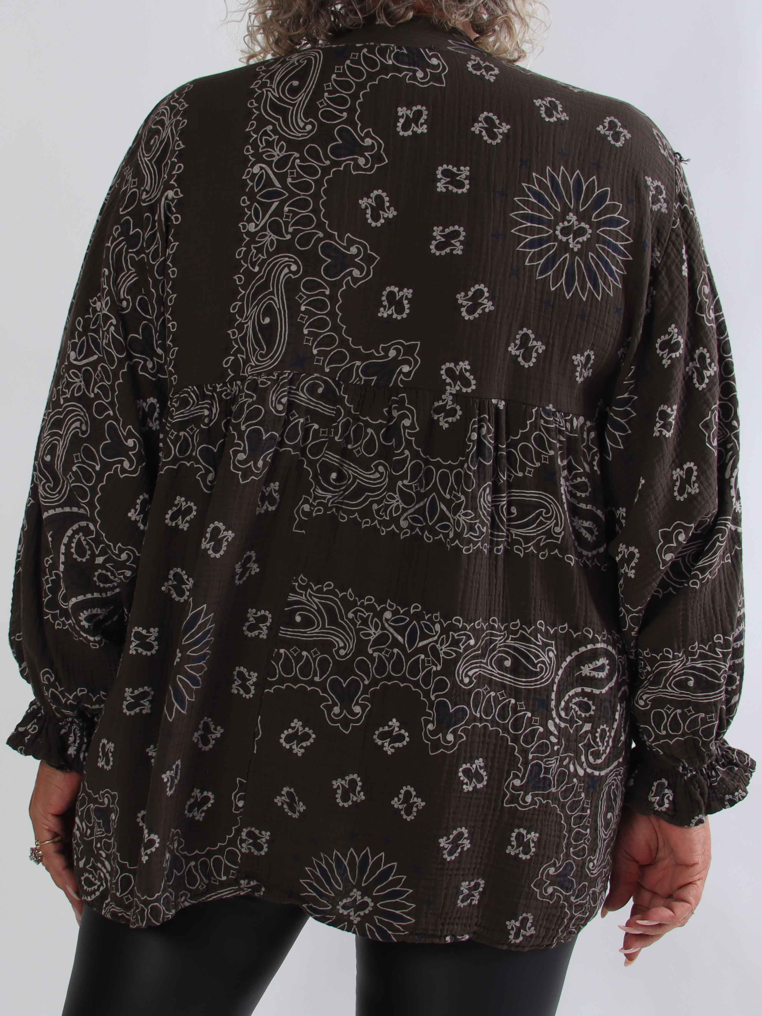 Diva Paisley - Plus size tunika i blødt bomulds musselin-stof med paisley mønster